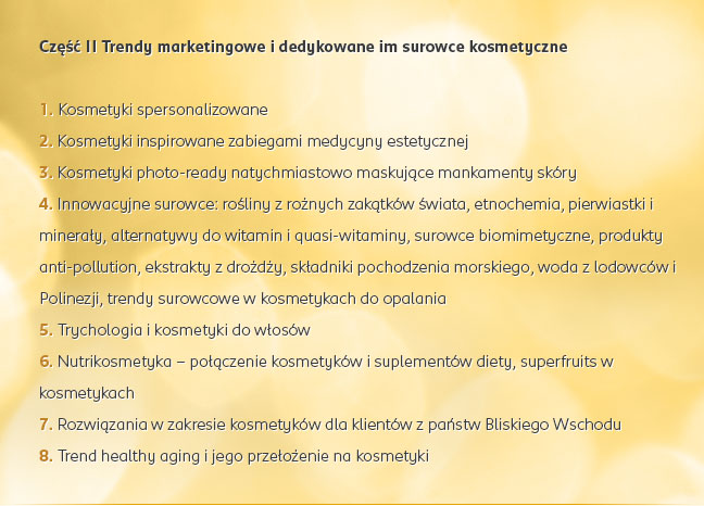 Część II Trendy marketingowe i dedykowane im surowce kosmetyczne...